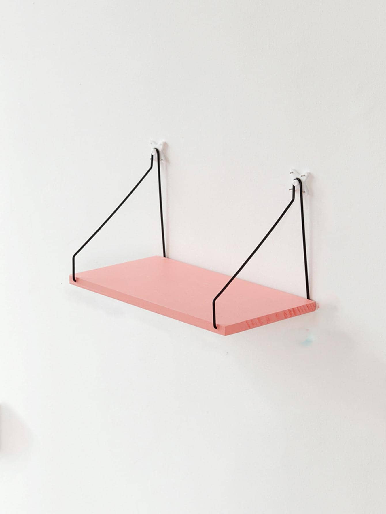 1pc Wood Wall Mounted Storage Rack - Pink - View 1