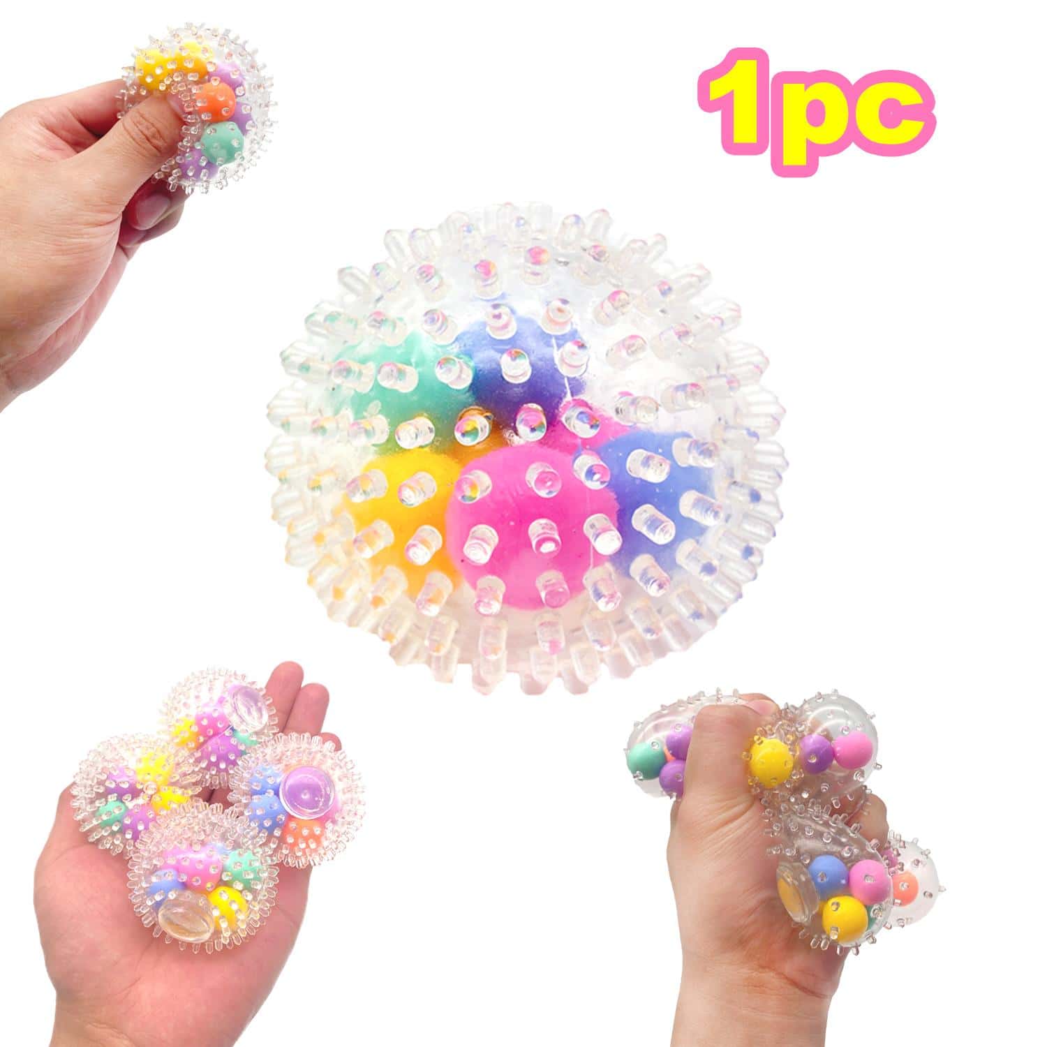 1入組減壓搞笑彩色擠壓玩具適用於兒童 - 粉色 - 查看 1