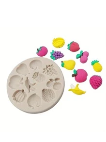 1入組迷你水果形矽膠模具適用於軟糖,巧克力-香蕉,蘋果,草莓 - 白色 - 查看 2