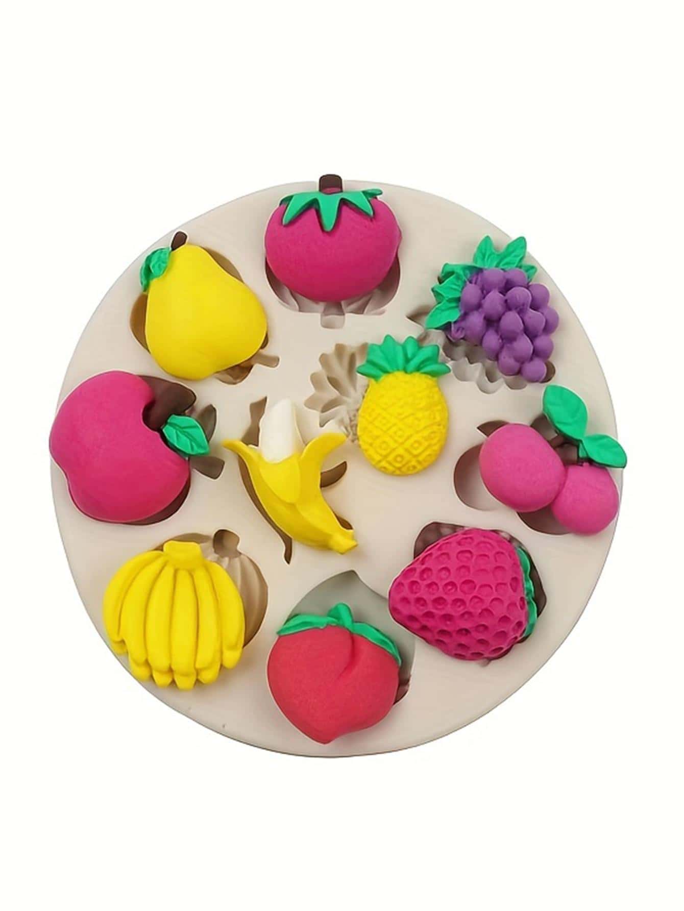 1入組迷你水果形矽膠模具適用於軟糖,巧克力-香蕉,蘋果,草莓 - 白色 - 查看 1