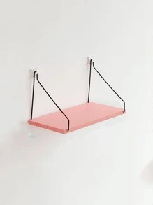 1pc Wood Wall Mounted Storage Rack - Pink - View 2