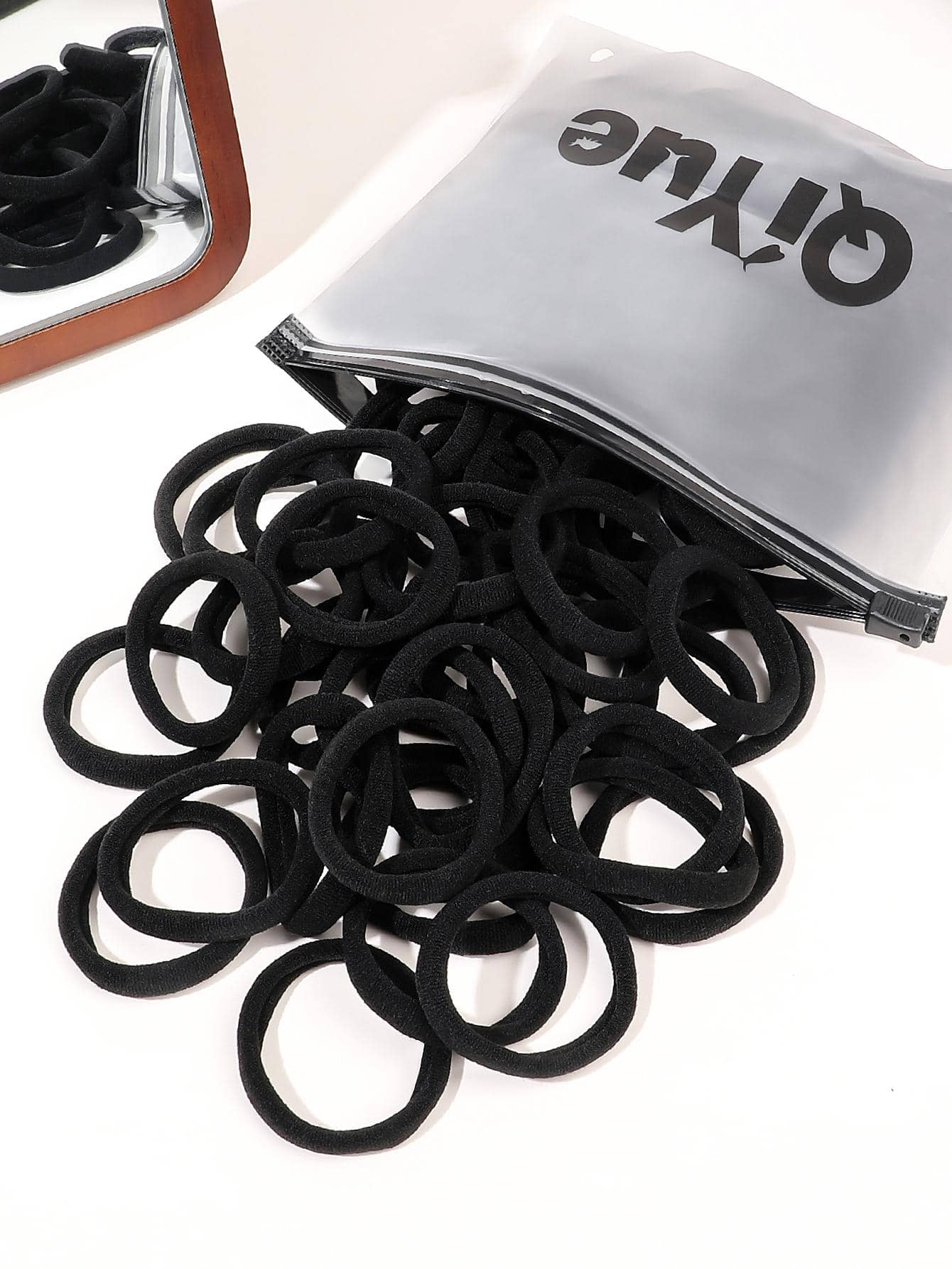 100个装优质极简全黑竖条纹马尾发圈，2-4厘米，女士头部配饰，女士发饰马尾发圈发绳发圈发圈发绳发圈，发圈，健身运动服饰健身美容化妆女士配饰弹力带