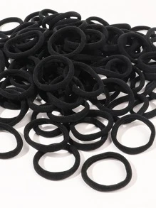 100个装优质极简全黑竖条纹马尾发圈，2-4厘米，女士头部配饰，女士发饰马尾发圈发绳发圈发圈发绳发圈，发圈，健身运动服饰健身美容化妆女士配饰弹力带 - 黑色 - 查看 4