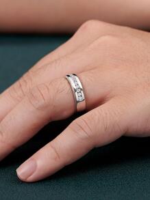 AIHUASI 1 Anillo Glamoroso De Plata Esterlina 925 Para Hombre Con Circonia Cúbica Redonda De Alta Calidad, Joyería De Boda Y Compromiso De San Valentín Para Novias Y Novios