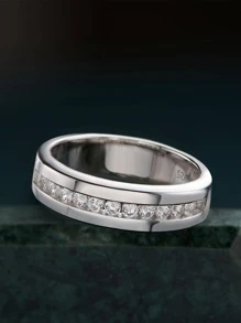 AIHUASI 1 Anillo Glamoroso De Plata Esterlina 925 Para Hombre Con Circonia Cúbica Redonda De Alta Calidad, Joyería De Boda Y Compromiso De San Valentín Para Novias Y Novios