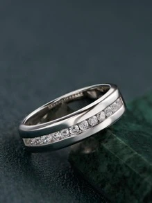 AIHUASI 1 Anillo Glamoroso De Plata Esterlina 925 Para Hombre Con Circonia Cúbica Redonda De Alta Calidad, Joyería De Boda Y Compromiso De San Valentín Para Novias Y Novios