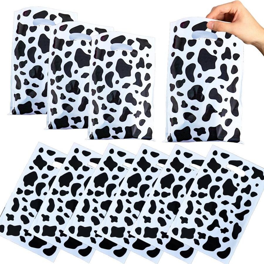 10入組奶牛圖案禮品現代塑膠禮品包裝袋適合派對供應 - 銅色 - 查看 1