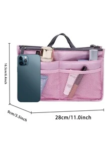 收納袋女式戶外旅行手提包錢包大內襯化妝化妝包女手提包插入配件適合青少年女孩女大學生、新秀和白領 - 淺粉色 - 查看 5