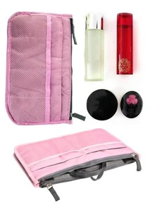 收納袋女式戶外旅行手提包錢包大內襯化妝化妝包女手提包插入配件適合青少年女孩女大學生、新秀和白領 - 淺粉色 - 查看 4