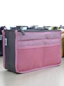 收納袋女式戶外旅行手提包錢包大內襯化妝化妝包女手提包插入配件適合青少年女孩女大學生、新秀和白領 - 淺粉色 - 查看 3