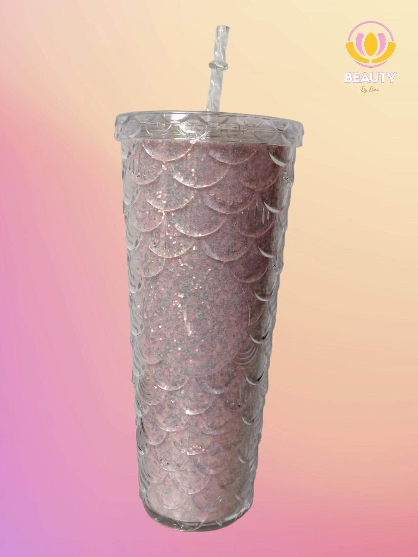 New SIRENA Litmus Color Glass For Smoothie Juice With Thermal Anti-Spill Screw Lid Star Type Bucks Coffee Fish Scales, Shiny Diamond - 淺粉色 - 查看 1
