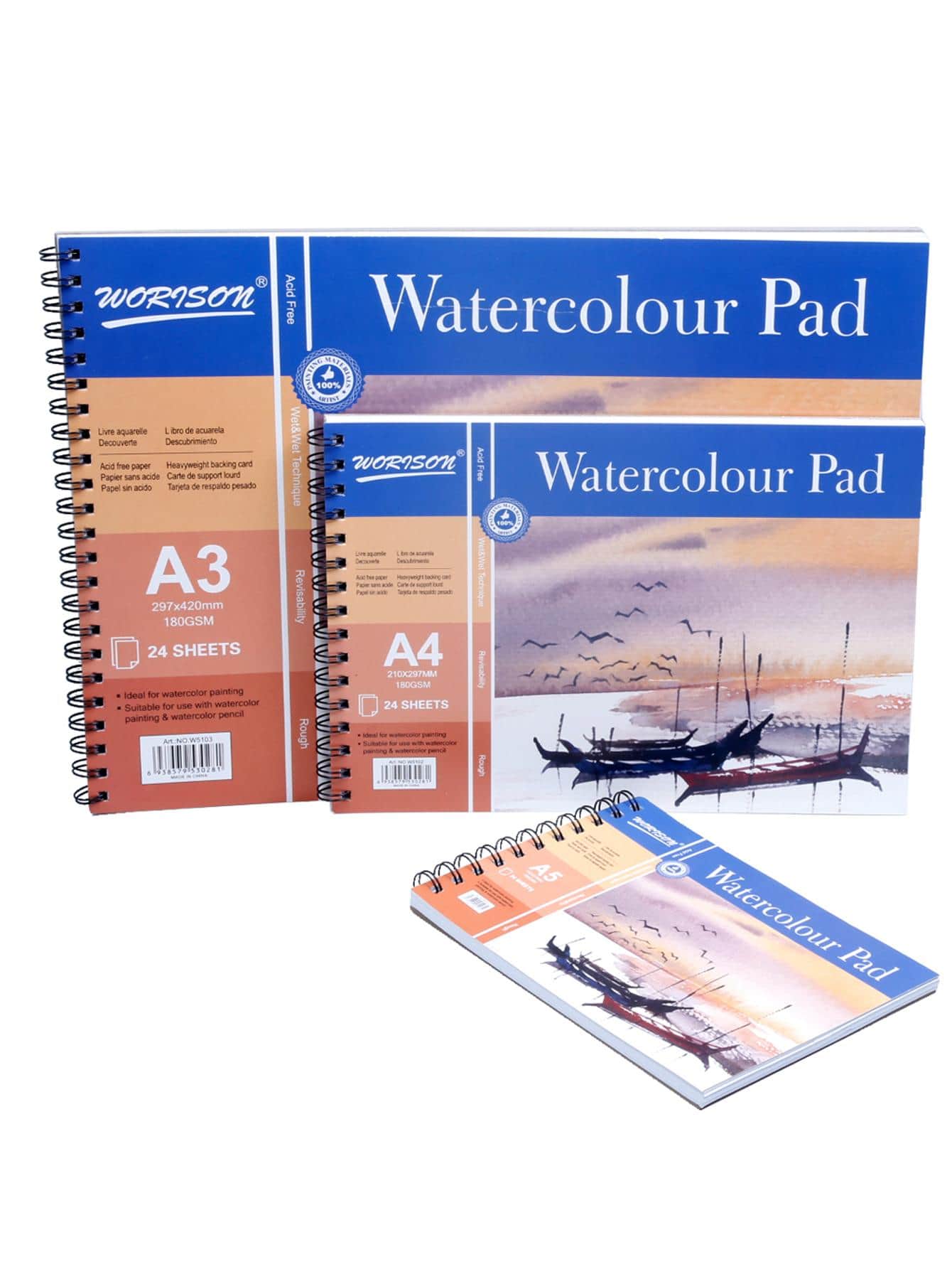 1pc Spiral Watercolor Book, Minimalist Multipurpose Drawing Notebook