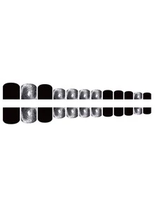 24入組短方形金屬亮絲黑曜石貓眼假腳趾指甲和1張膠帶和1入組指甲銼 - 彩色 - 查看 8