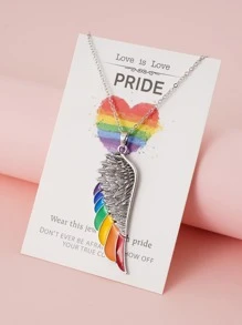 LGBT翅膀墜飾項鍊 - 銅色 - 查看 1