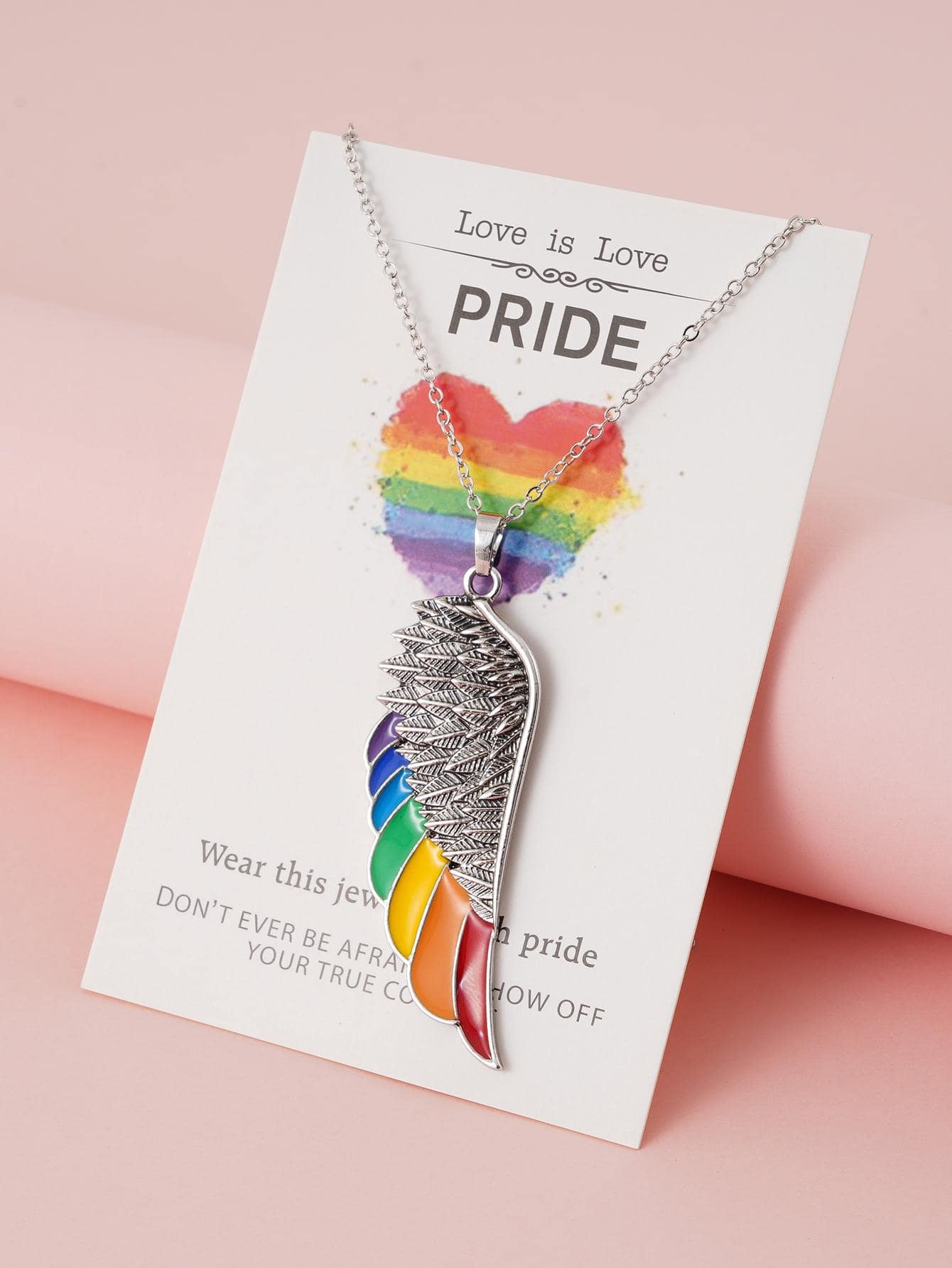LGBT翅膀墜飾項鍊 - 銅色 - 查看 1