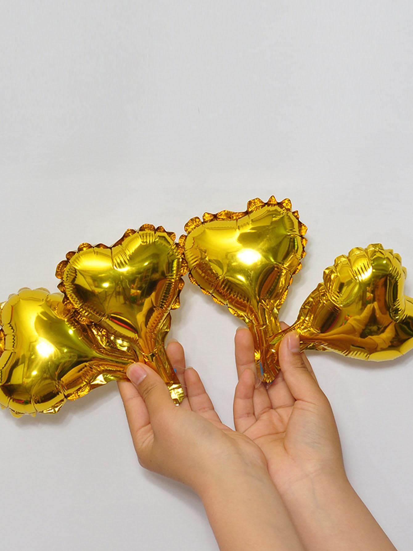 20pcs Solid Color Heart Shaped Decorative Balloon, Modern PE Balloon For Party Arrangement - Gold - View 1