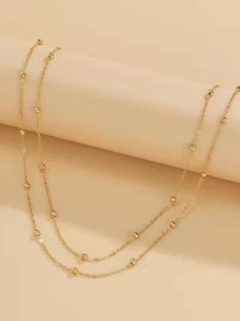 Minimalist Layered Chain Necklace - Yellow Gold - View 2