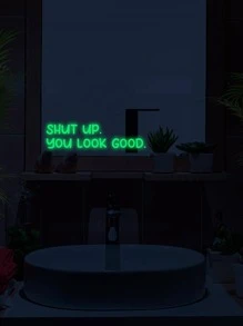 1Pc Slogan Graphic Glow In The Dark Wall Sticker, Modern Pvc Wall Decal For Home Decoration Room Stuff, Stickers, Wall Decal, Vinyl Decal For Home Decorations, Spring Decoration Items Refresh Your Home, Rama Decoration Stickers Gifts Birthday Graduation