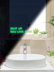 1Pc Slogan Graphic Glow In The Dark Wall Sticker, Modern Pvc Wall Decal For Home Decoration Room Stuff, Stickers, Wall Decal, Vinyl Decal For Home Decorations, Spring Decoration Items Refresh Your Home, Rama Decoration Stickers Gifts Birthday Graduation