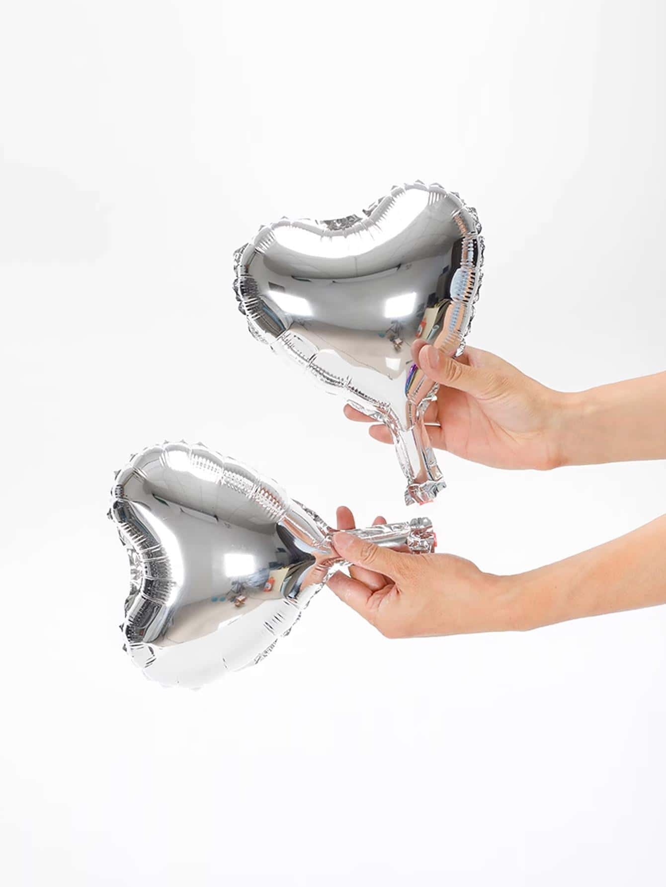 10 bóng trang trí hình trái tim màu trơn, bóng PE hiện đại để tổ chức tiệc - Bạc - Xem 1