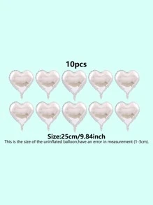 10 bóng trang trí hình trái tim màu trơn, bóng PE hiện đại để tổ chức tiệc - Bạc - Xem 4