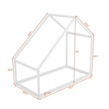 MERAX Twin Size Wooden House Bed - White - View 9