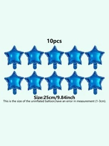 10pcs Solid Color Star Shaped Decorative Balloon, Modern PE Balloon For Party Arrangement - Blue - View 3