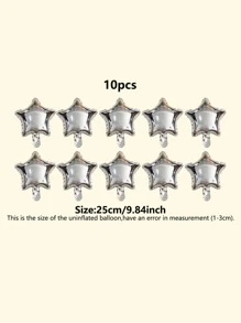 10 quả bóng bay trang trí hình ngôi sao màu trơn, bóng bay PE hiện đại dùng để trang trí tiệc, - Bạc - Xem 4