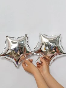 10 quả bóng bay trang trí hình ngôi sao màu trơn, bóng bay PE hiện đại dùng để trang trí tiệc, - Bạc - Xem 3