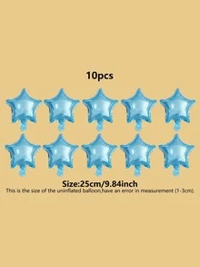 10pcs Solid Color Star Shaped Decorative Balloon, Modern PE Balloon For Party Arrangement - Blue - View 4