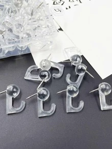 1盒透明推極簡風格多用途圖釘適用於學校 - 無色 - 查看 2