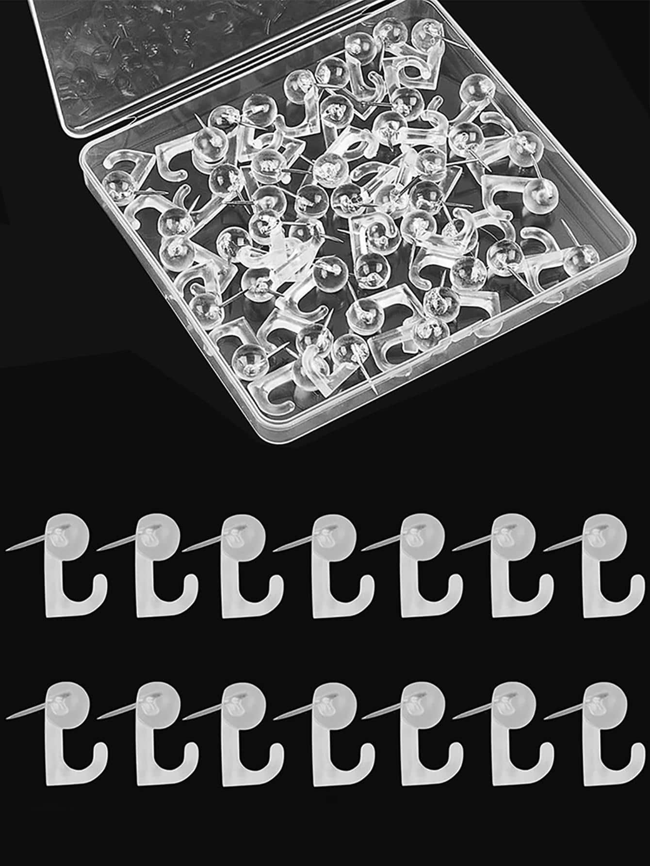 1盒透明推極簡風格多用途圖釘適用於學校 - 無色 - 查看 1