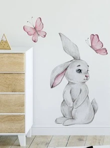1 pieza Adhesivo de pared con estampado de conejo, Vinilo de pared moderno PVC para decoración del hogar, Pegatinas, Vinilo decorativo, Artículos de decoración de primavera para refrescar tu hogar, Pegatinas de decoración de festivales, regalos de cumpleaños y graduación