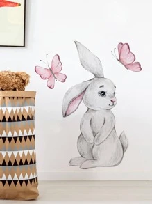 1 pieza Adhesivo de pared con estampado de conejo, Vinilo de pared moderno PVC para decoración del hogar, Pegatinas, Vinilo decorativo, Artículos de decoración de primavera para refrescar tu hogar, Pegatinas de decoración de festivales, regalos de cumpleaños y graduación
