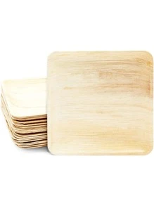 JUVALE Square Areca Palm Leaf Plates, Single-Use Party Dinnerware (10 In, 24 Pack) - Beige - View 2