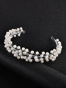 1pc Women Elegant Handmade Crystal Headband Hair Hoop, Suitable For Wedding Party Gifts Valentine's Day Accessories - Silver - View 3