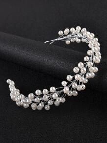 1pc Women Elegant Handmade Crystal Headband Hair Hoop, Suitable For Wedding Party Gifts Valentine's Day Accessories - Silver - View 2