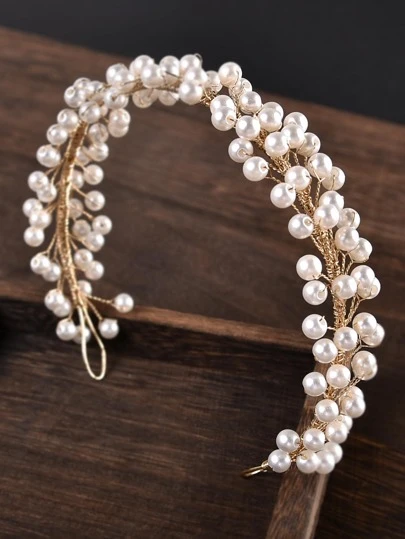 1pc Women Elegant Handmade Crystal Headband Hairband, Suitable For Wedding Party Gift Valentine's Day Accessories