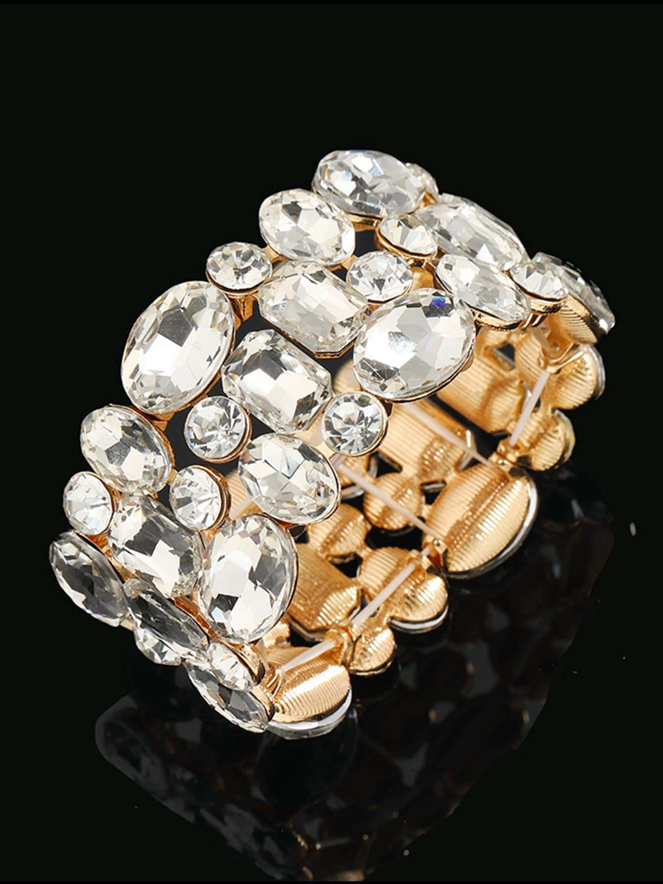 Vòng đeo tay trang trí bằng đá rhinestone - Vàng - Xem 1