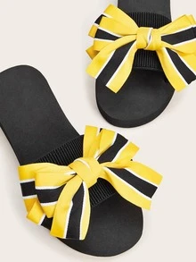 Dép trang trí nơ cho nữ, Dép polyester mùa hè thời trang - màu đen - Xem 8