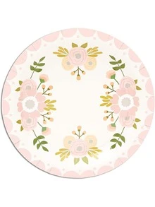 Pink Floral Paper Plates for Birthday Party, Bridal Shower (9 In, 80 Pack) - Multicolor - View 4