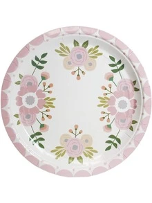 Pink Floral Paper Plates for Birthday Party, Bridal Shower (9 In, 80 Pack) - Multicolor - View 6