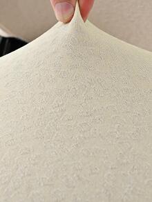 套帶有提花圓點的防水氨綸椅套，用於保護辦公/電競椅免受污垢和貓抓傷，由冰絲提花布料製成 - 米色 - 查看 6