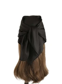 1入組女士素色休閒方巾適用於日常生活 - 黑色 - 查看 1