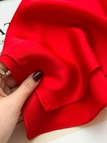 Khăn rằn lụa tối giản chắc chắn - Đỏ - Xem 3