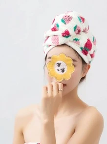 1入組草莓圖案乾髮帽 - 白色 - 查看 3