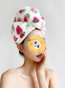 1入組草莓圖案乾髮帽 - 白色 - 查看 1