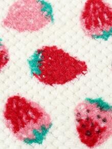 1入組草莓圖案乾髮帽 - 白色 - 查看 5