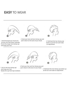 1入組草莓圖案乾髮帽 - 白色 - 查看 8