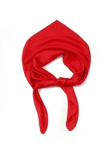 1入組女士素色休閒方巾適用於日常生活 - 紅色 - 查看 3